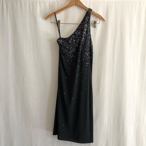Laundry Black Sequin One Shoulder Dress